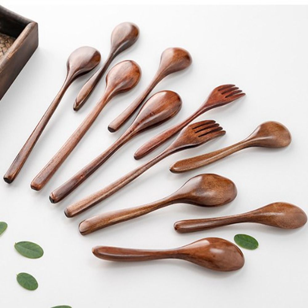 Natural Wooden Spoon Fork Dinn - Kitchen Appliances Combo ulasan dan harga